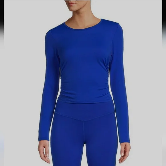 Antonio Melani Active Runched Crew Neck Long Sleeve Fitted Crop Top XL - Picture 1 of 10